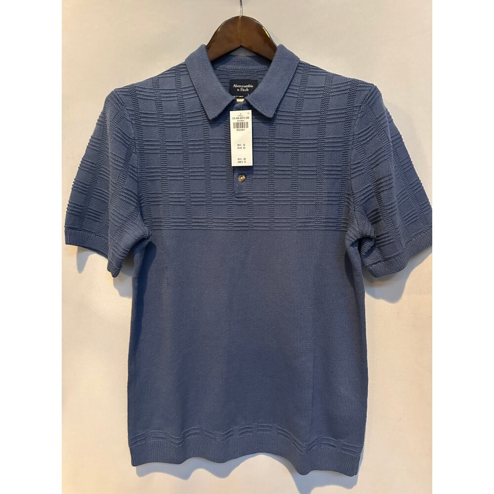 Men’s Abercrombie Slate Blue Cable Knit Polo Size M